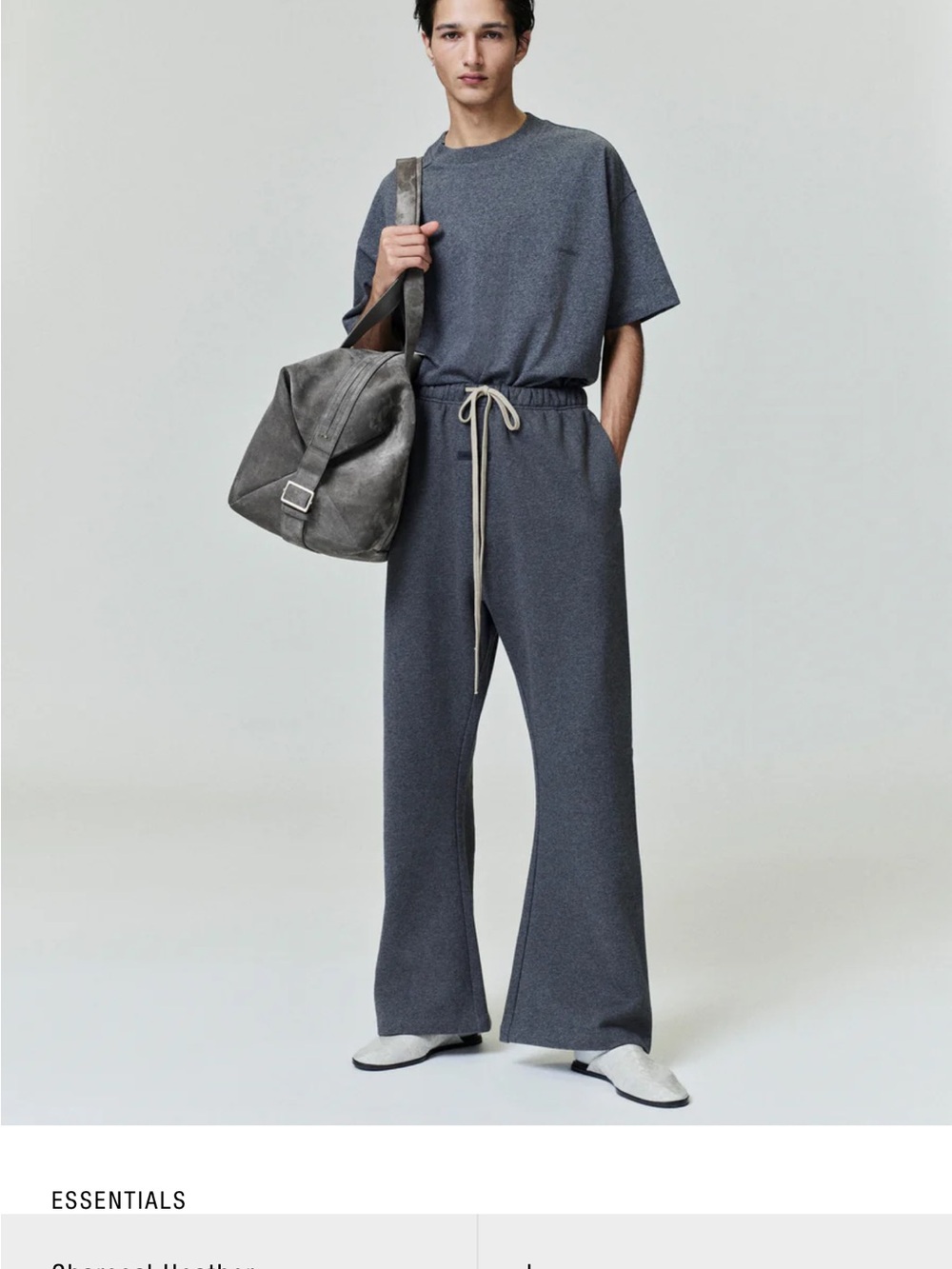 Fear of God Essentials Flare Sweatpants in Charcoal